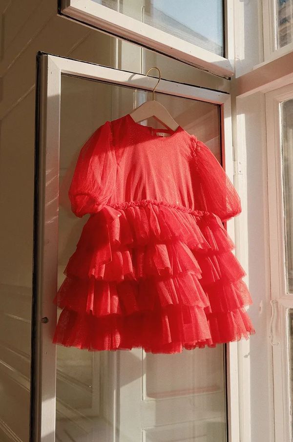 Konges Sløjd Dječja haljina Konges Sløjd FAY DRESS GRS boja: crvena, mini, širi se prema dolje, KS101971