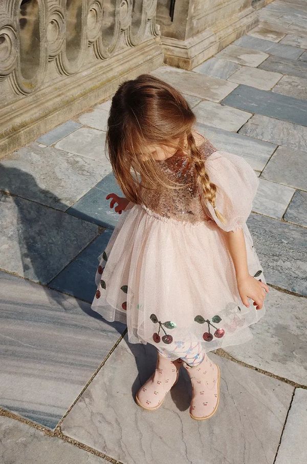 Konges Sløjd Dječja haljina Konges Sløjd MEI DRESS boja: bež, mini, širi se prema dolje, KS101598