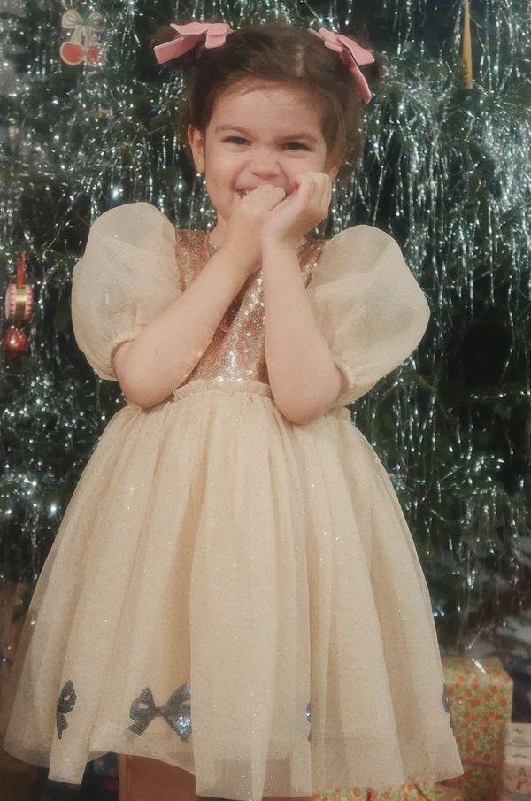 Konges Sløjd Dječja haljina Konges Sløjd MEI DRESS boja: bež, mini, širi se prema dolje, KS102046