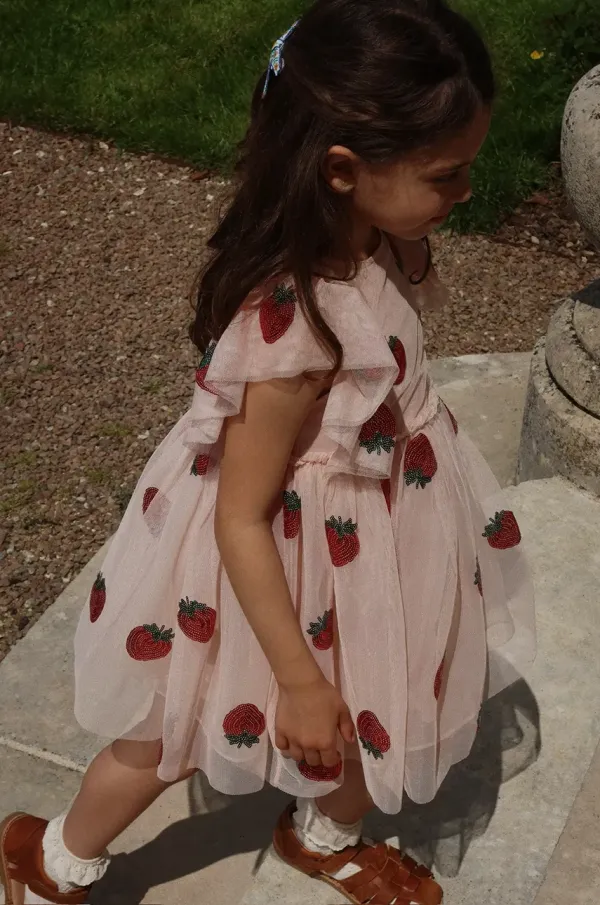 Konges Sløjd Dječja haljina Konges Sløjd YVONNE FRILL DRESS boja: ružičasta, mini, širi se prema dolje, KS102288