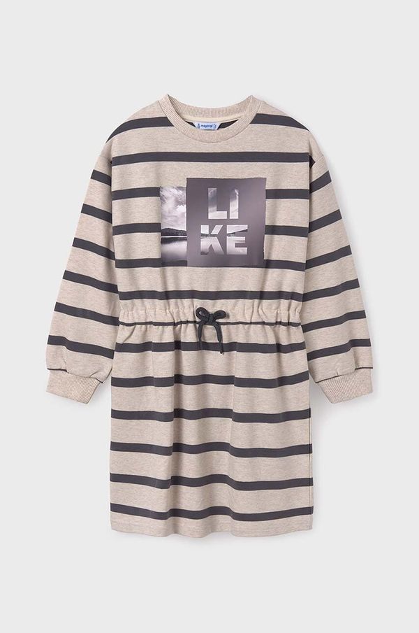 Mayoral Dječja haljina Mayoral boja: bež, mini, ravna, 7982
