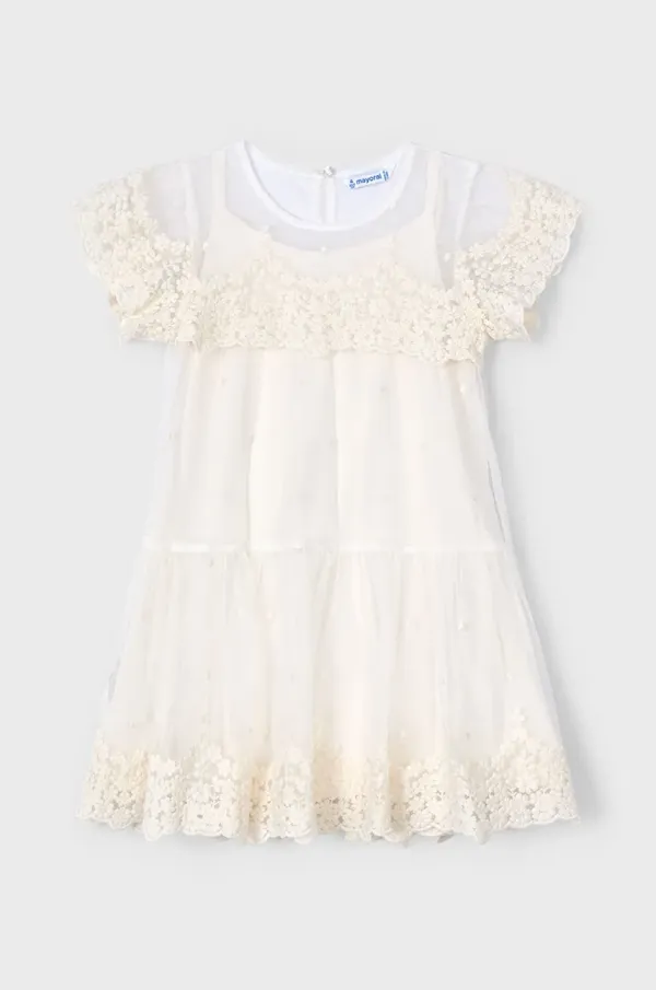 Mayoral Dječja haljina Mayoral boja: bež, mini, širi se prema dolje, 3909