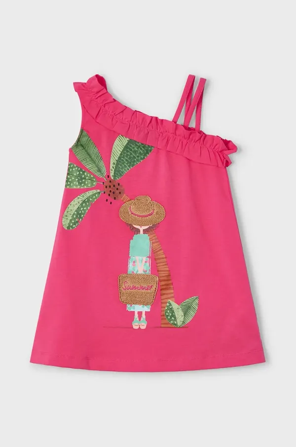 Mayoral Dječja haljina Mayoral boja: ružičasta, mini, ravna, 3937