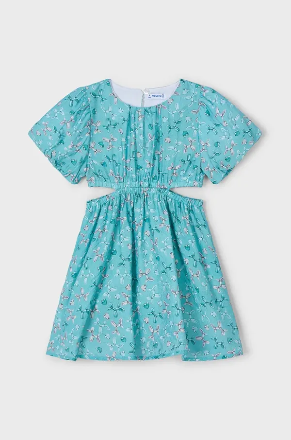 Mayoral Dječja haljina Mayoral boja: tirkizna, mini, širi se prema dolje, 3923