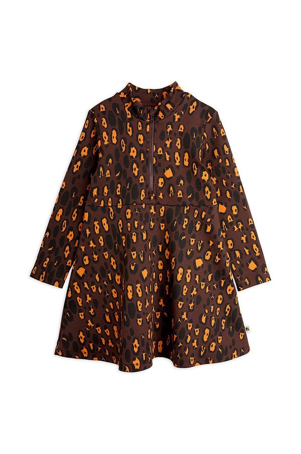 Mini Rodini Dječja haljina Mini Rodini Leopard boja: smeđa, mini, širi se prema dolje, 2475010516