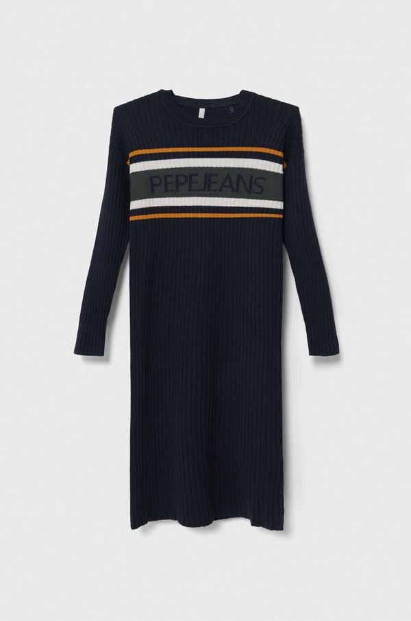 Pepe Jeans Dječja haljina Pepe Jeans boja: tamno plava, midi, ravna