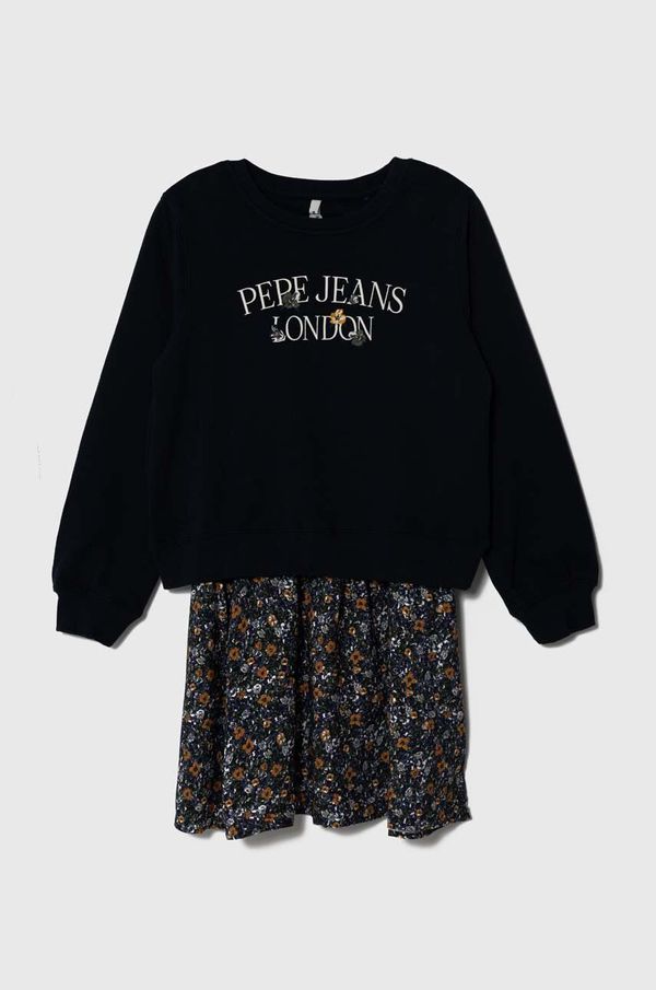 Pepe Jeans Dječja haljina Pepe Jeans boja: tamno plava, mini, širi se prema dolje