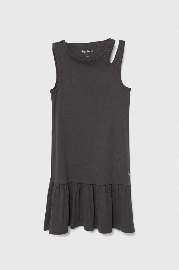 Pepe Jeans Dječja haljina Pepe Jeans ROMINA boja: siva, mini, širi se prema dolje