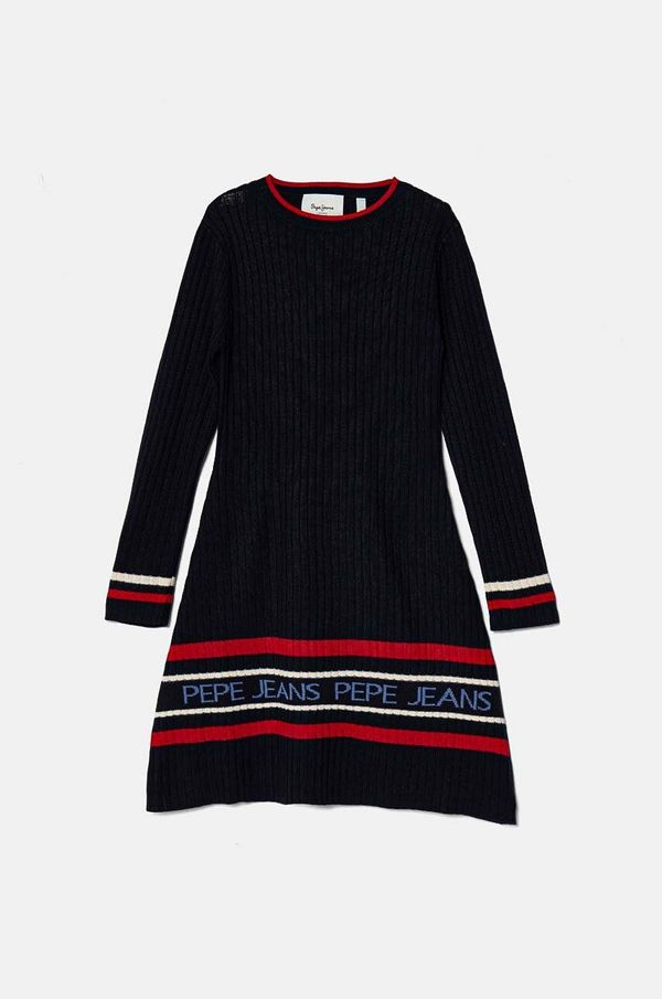 Pepe Jeans Dječja haljina Pepe Jeans WANDA boja: tamno plava, mini, širi se prema dolje, PG951680