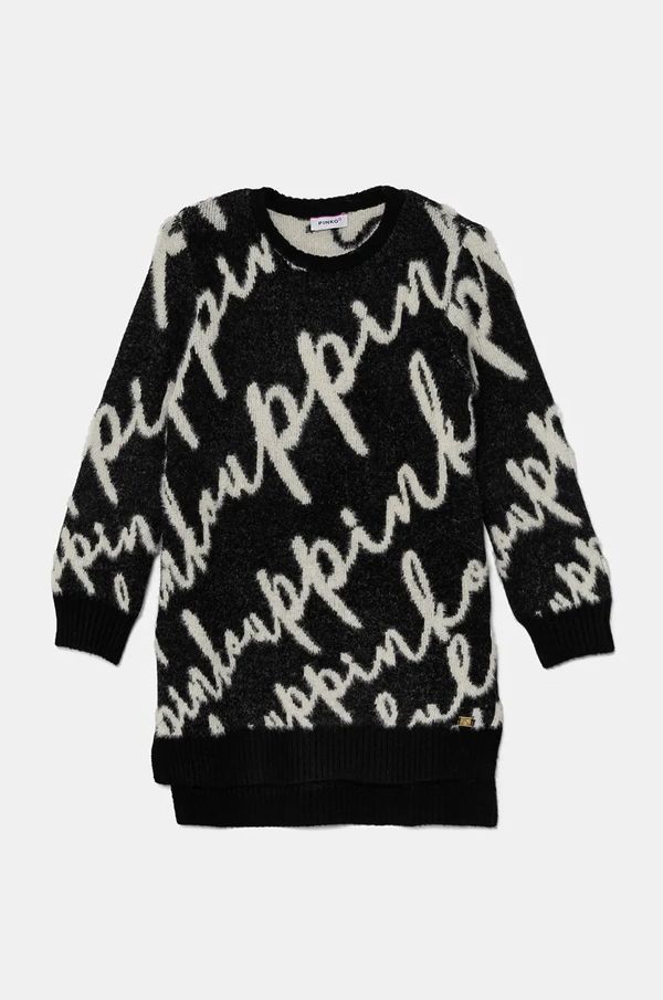 Pinko Up Dječja haljina Pinko Up boja: crna, mini, ravna, F4PIJGDR047