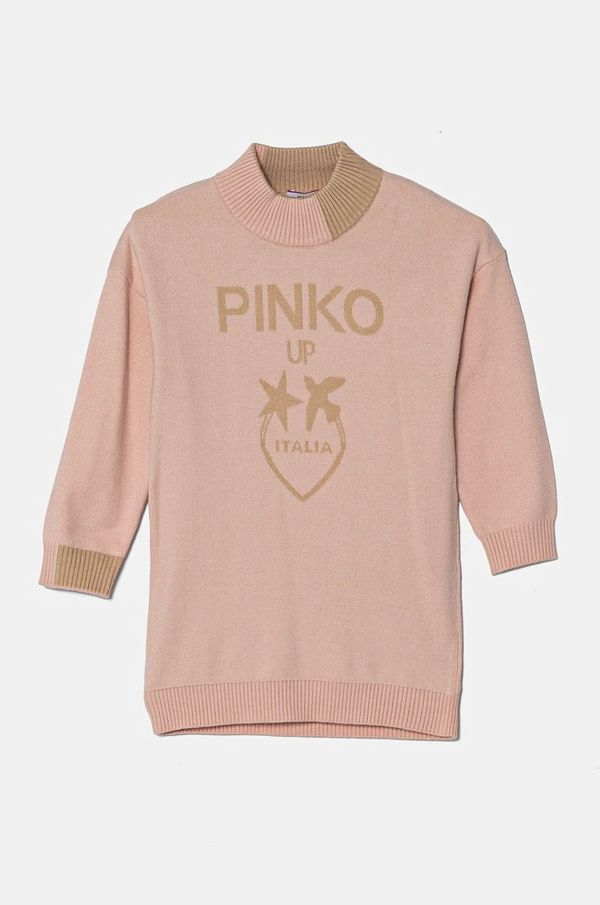 Pinko Up Dječja haljina Pinko Up boja: ružičasta, mini, ravna, F4PIBGDR109
