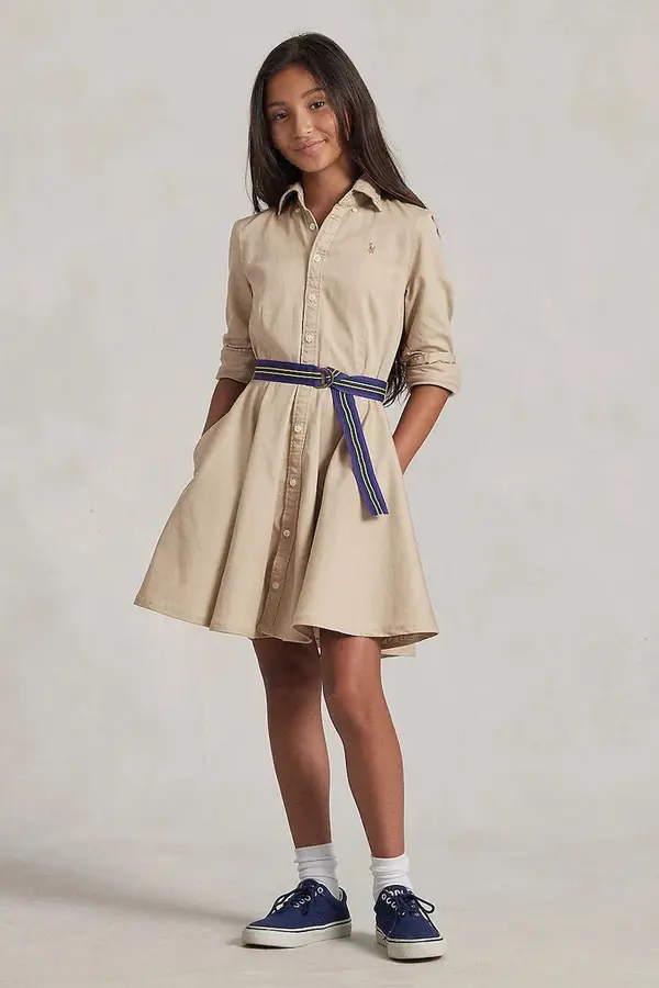 Ralph Lauren Dječja haljina Polo Ralph Lauren boja: bež, mini, širi se prema dolje, 313699674001
