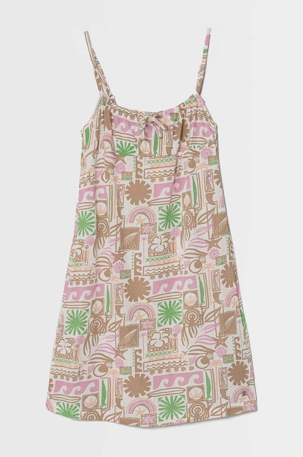 Roxy Dječja haljina Roxy PARTY ALL TIME boja: bež, mini, širi se prema dolje