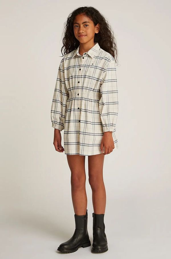 Tommy Hilfiger Dječja haljina Tommy Hilfiger boja: bež, mini, širi se prema dolje, KG0KG08338