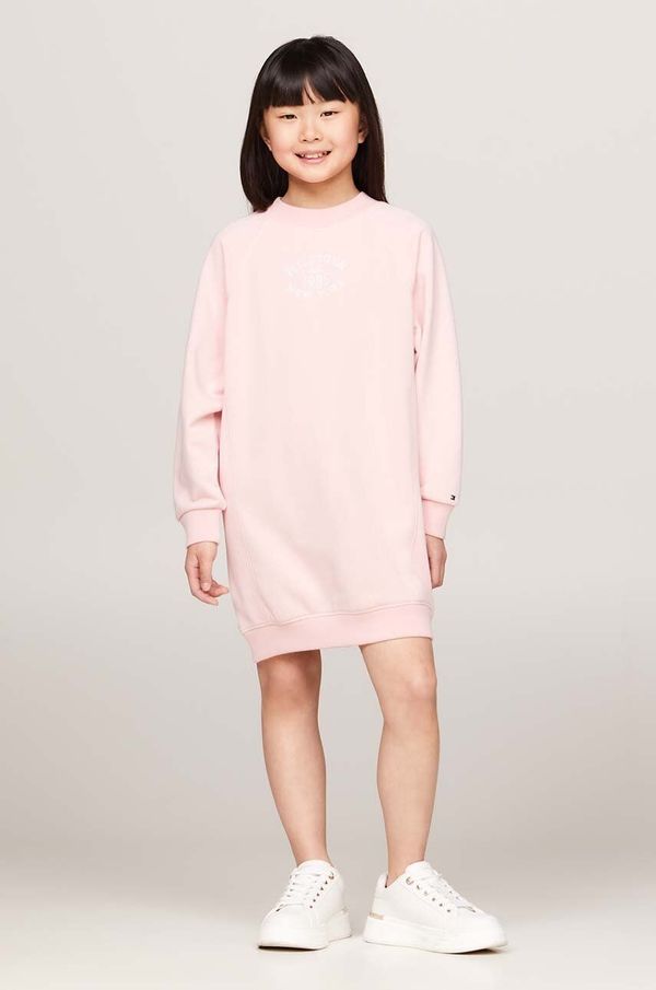 Tommy Hilfiger Dječja haljina Tommy Hilfiger boja: ružičasta, mini, oversize, KG0KG08261