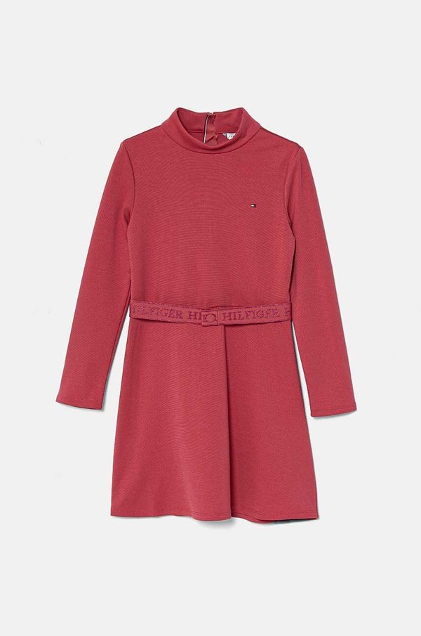 Tommy Hilfiger Dječja haljina Tommy Hilfiger boja: ružičasta, mini, širi se prema dolje, 8720637726280