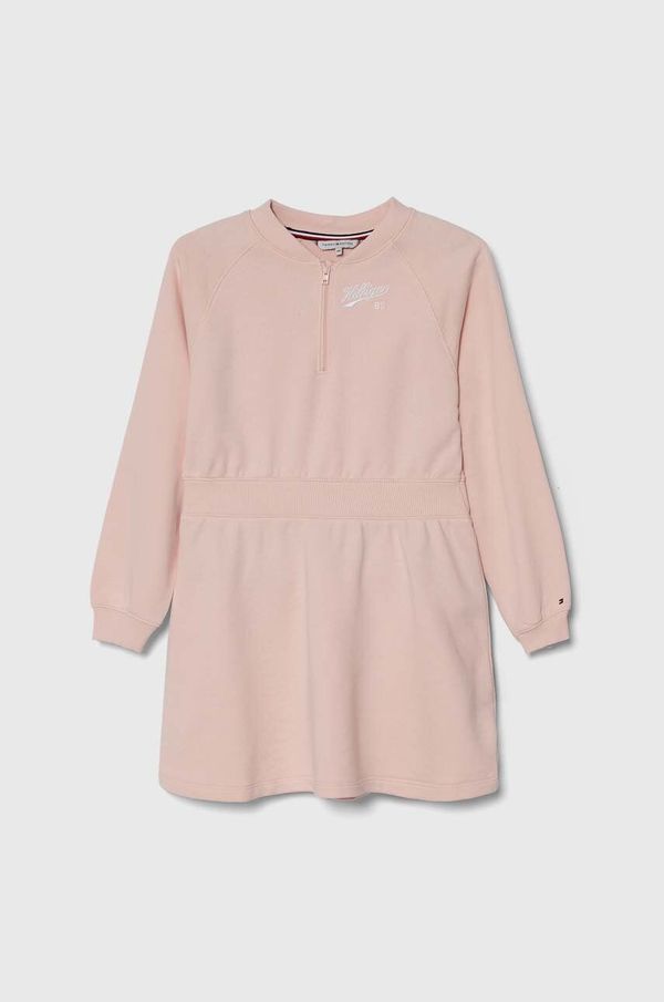 Tommy Hilfiger Dječja haljina Tommy Hilfiger boja: ružičasta, mini, širi se prema dolje