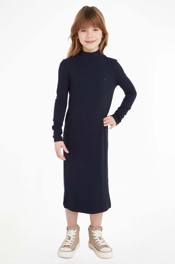 Tommy Hilfiger Dječja haljina Tommy Hilfiger boja: tamno plava, midi, ravna
