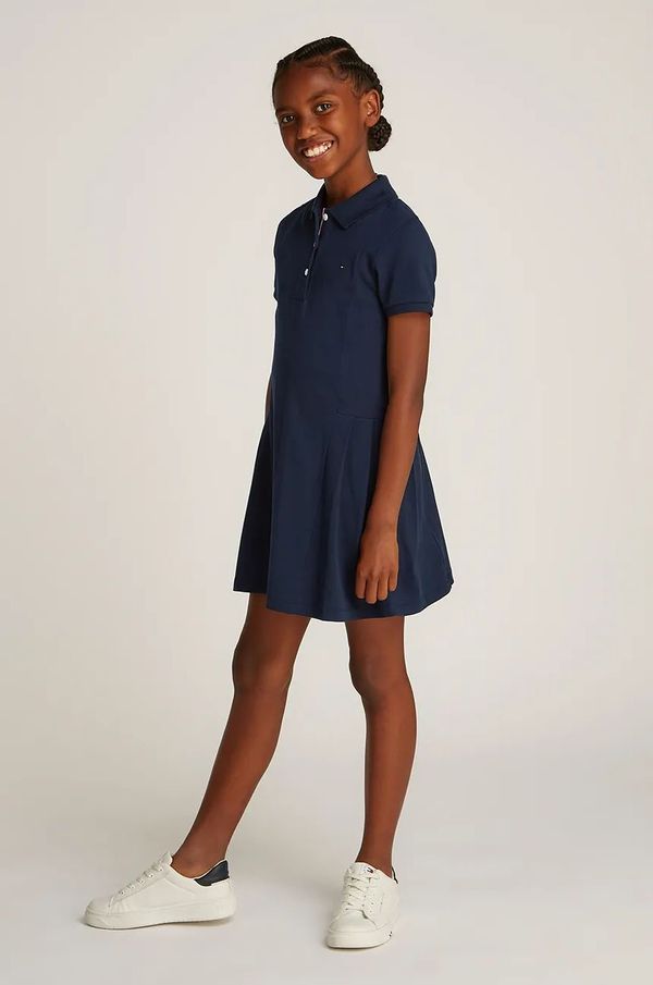 Tommy Hilfiger Dječja haljina Tommy Hilfiger boja: tamno plava, midi, širi se prema dolje, KG0KG08342