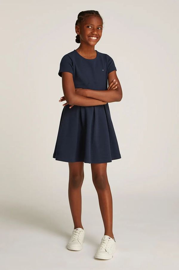 Tommy Hilfiger Dječja haljina Tommy Hilfiger boja: tamno plava, mini, širi se prema dolje, KG0KG08339