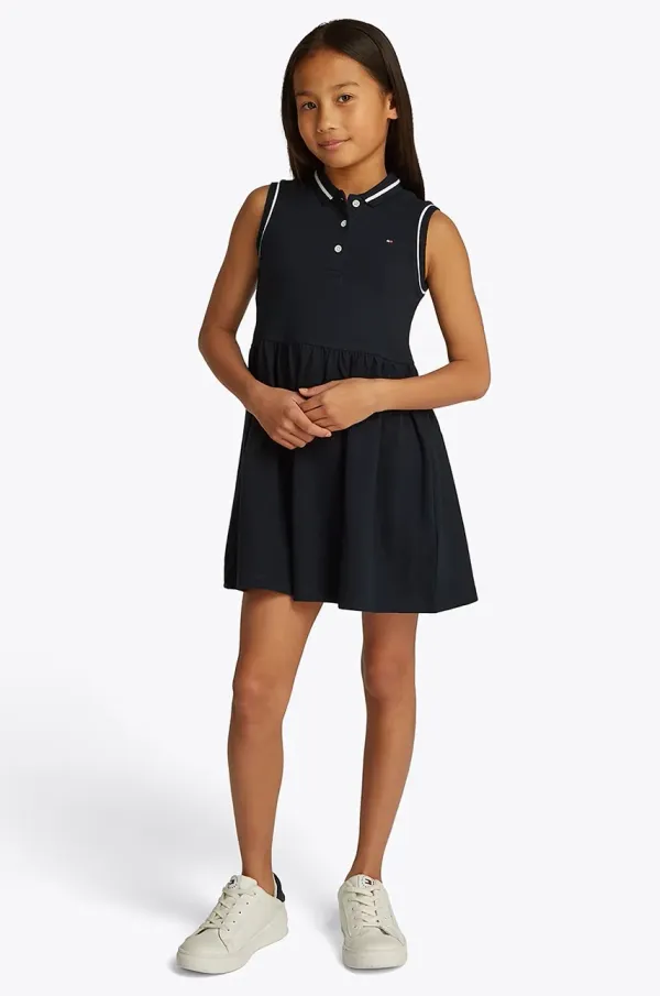 Tommy Hilfiger Dječja haljina Tommy Hilfiger boja: tamno plava, mini, širi se prema dolje, KG0KG08486
