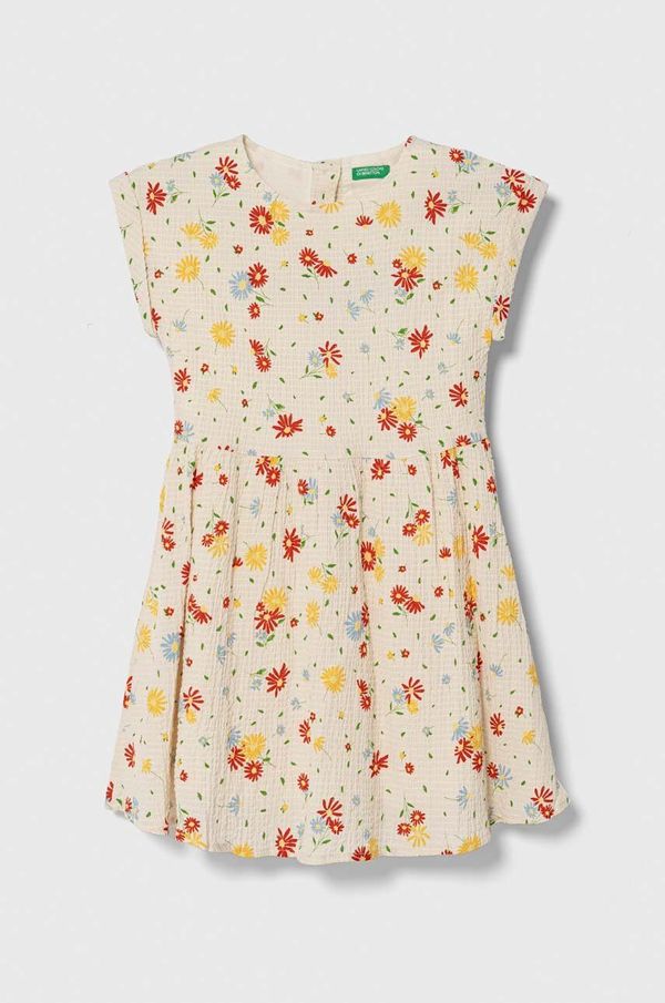 United Colors of Benetton Dječja haljina United Colors of Benetton boja: bež, mini, širi se prema dolje