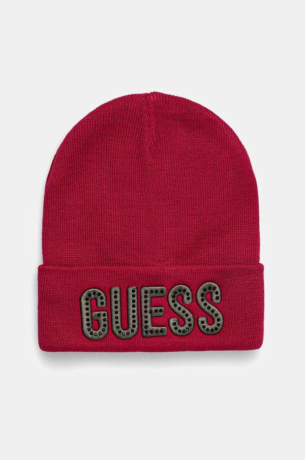 Guess Dječja kapa Guess boja: bordo, od tanke pletenine, J0BZ12 Z2Q00