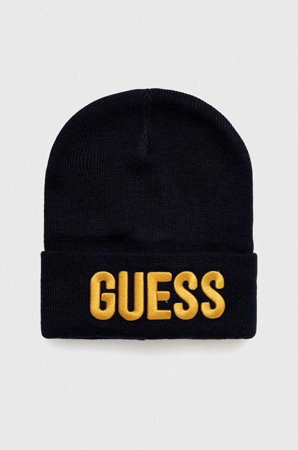 Guess Dječja kapa Guess boja: tamno plava, od tanke pletenine