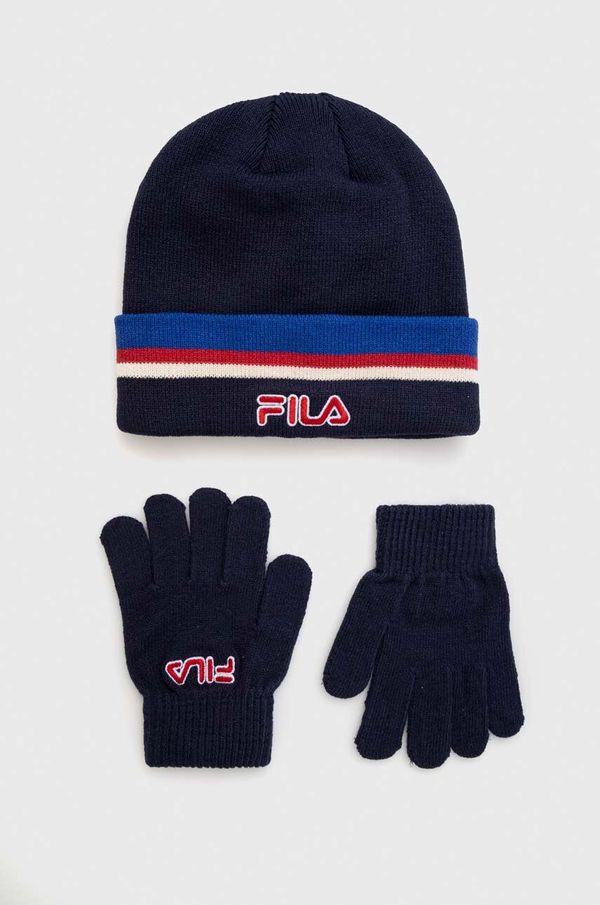 Fila Dječja kapa i rukavice Fila BEREA Set beanies & Gloves boja: tamno plava