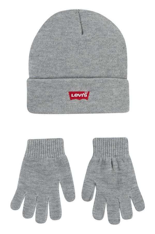 Levi's Dječja kapa i rukavice Levi's boja: siva