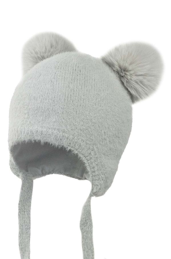 Jamiks Dječja kapa s dodatkom vune Jamiks PERLITA boja: siva, od tanke pletenine