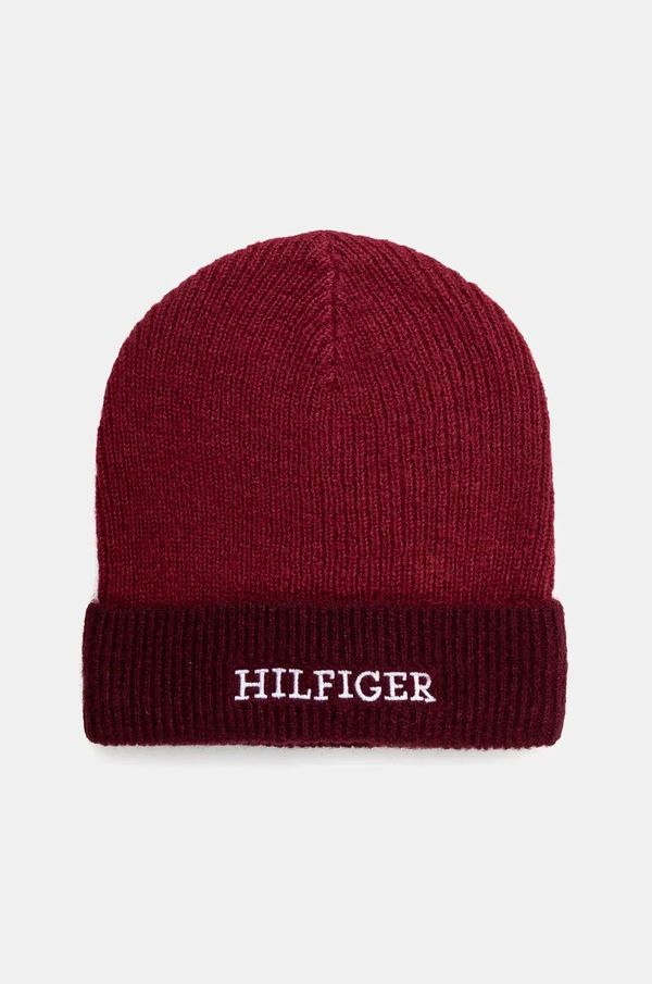Tommy Hilfiger Dječja kapa s dodatkom vune Tommy Hilfiger boja: bordo, AU0AU01930