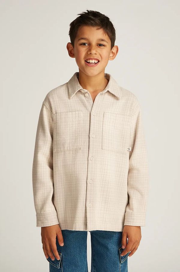 Calvin Klein Jeans Dječja košulja Calvin Klein Jeans boja: bež, IB0IB02391
