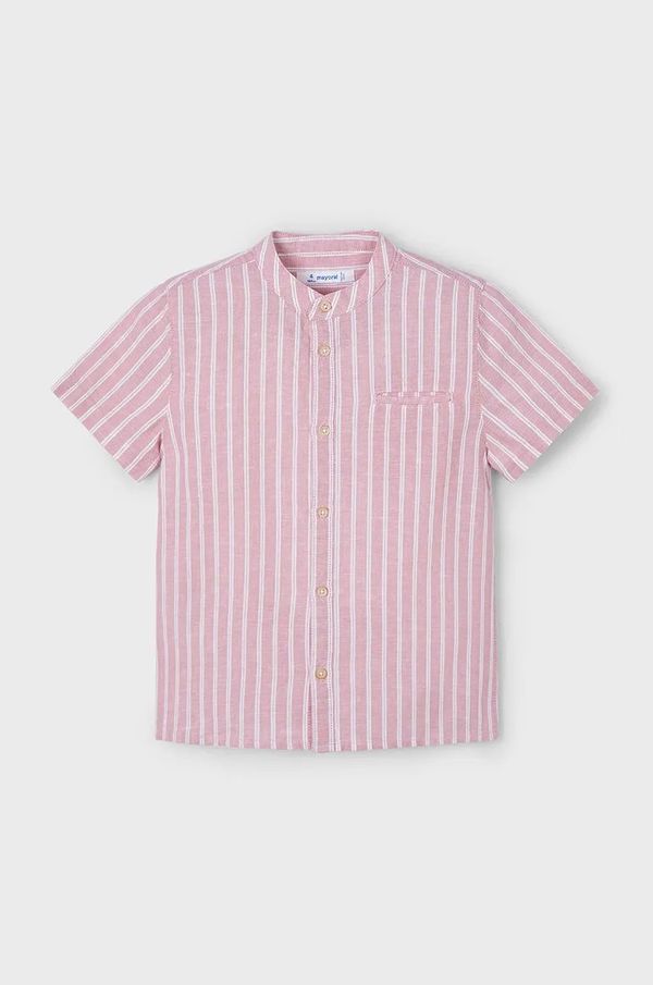 Mayoral Dječja košulja s dodatkom lana Mayoral boja: crvena, 3113