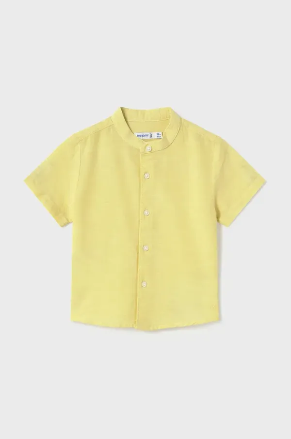 Mayoral Dječja košulja s dodatkom lana Mayoral boja: žuta, 1110