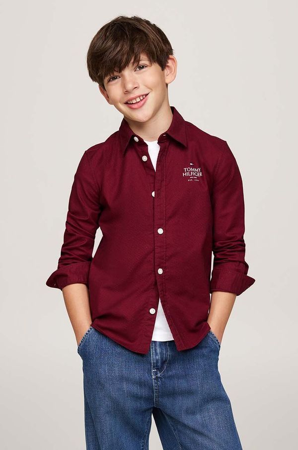 Tommy Hilfiger Dječja košulja Tommy Hilfiger boja: bordo, KB0KB09265
