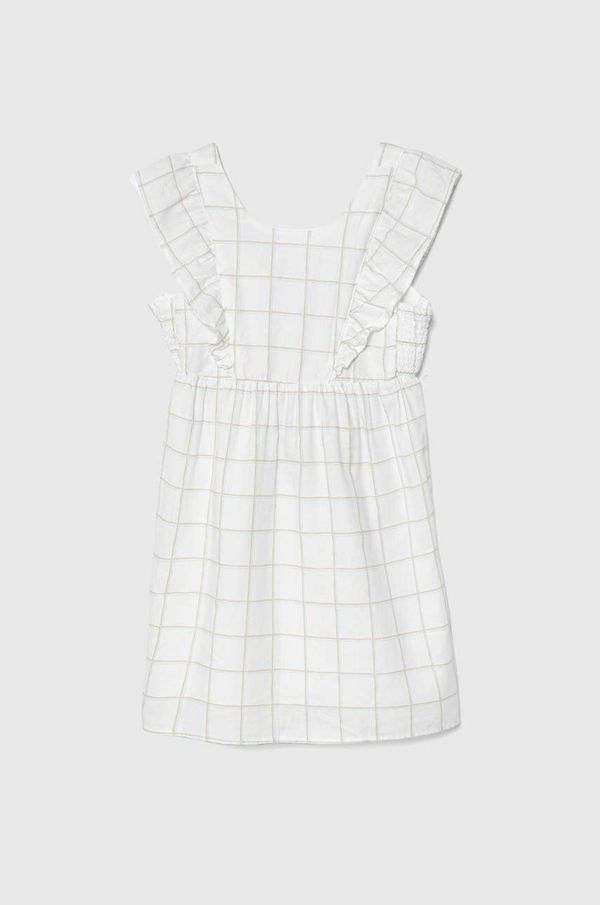 United Colors of Benetton Dječja lanena suknja United Colors of Benetton boja: bijela, mini, širi se prema dolje