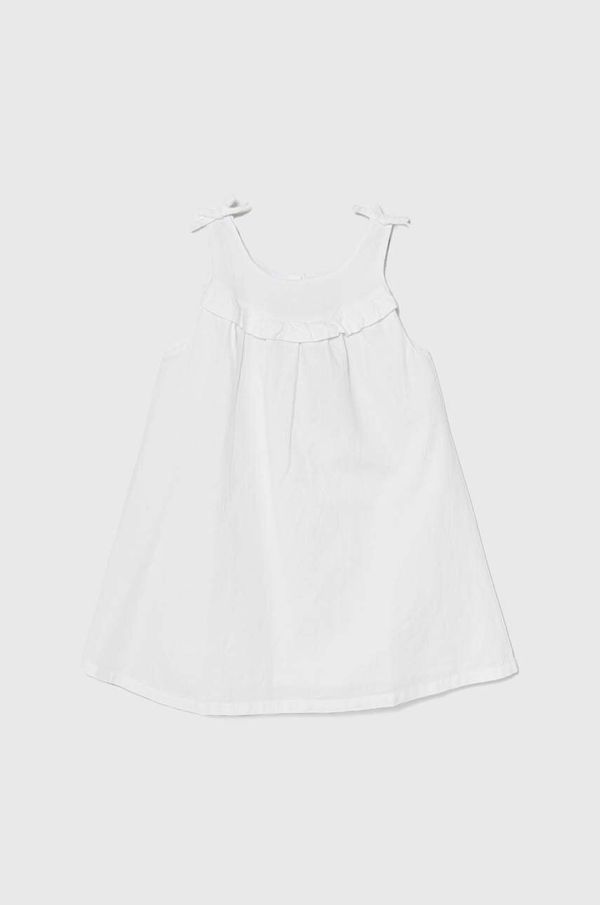 United Colors of Benetton Dječja lanena suknja United Colors of Benetton boja: bijela, mini, širi se prema dolje