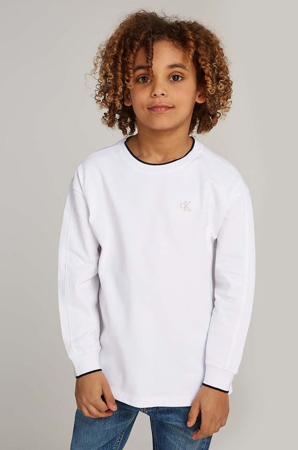 Calvin Klein Jeans Dječja majica dugih rukava Calvin Klein Jeans boja: bijela, bez uzorka, IB0IB02325