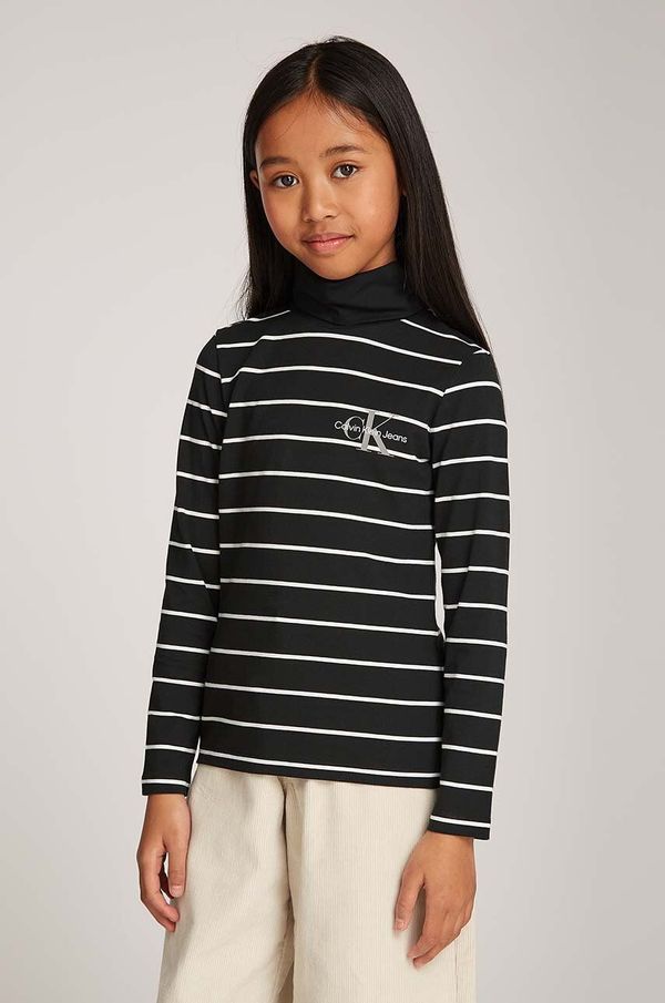 Calvin Klein Jeans Dječja majica dugih rukava Calvin Klein Jeans boja: crna, s dolčevitom, IG0IG02743