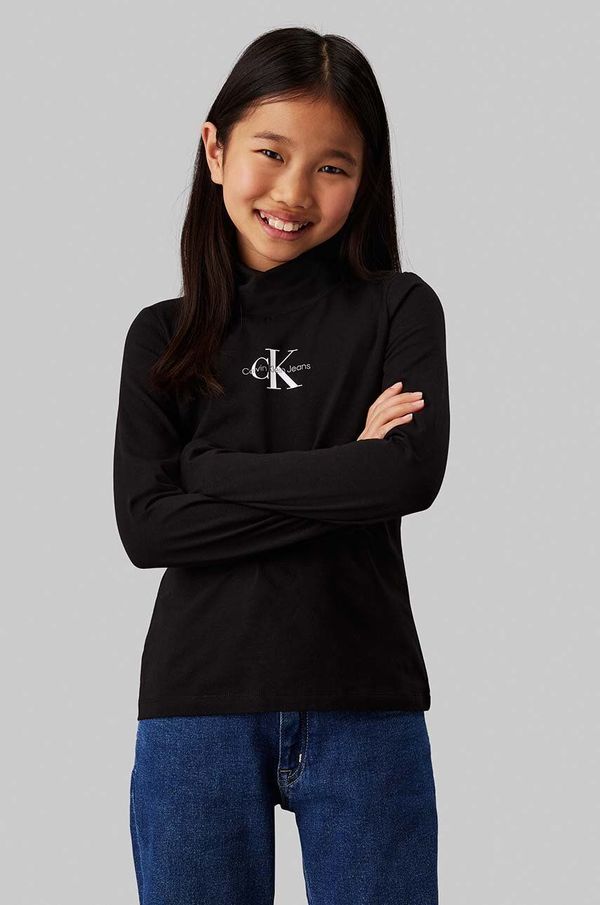 Calvin Klein Jeans Dječja majica dugih rukava Calvin Klein Jeans boja: crna, s dolčevitom, IG0IG02811
