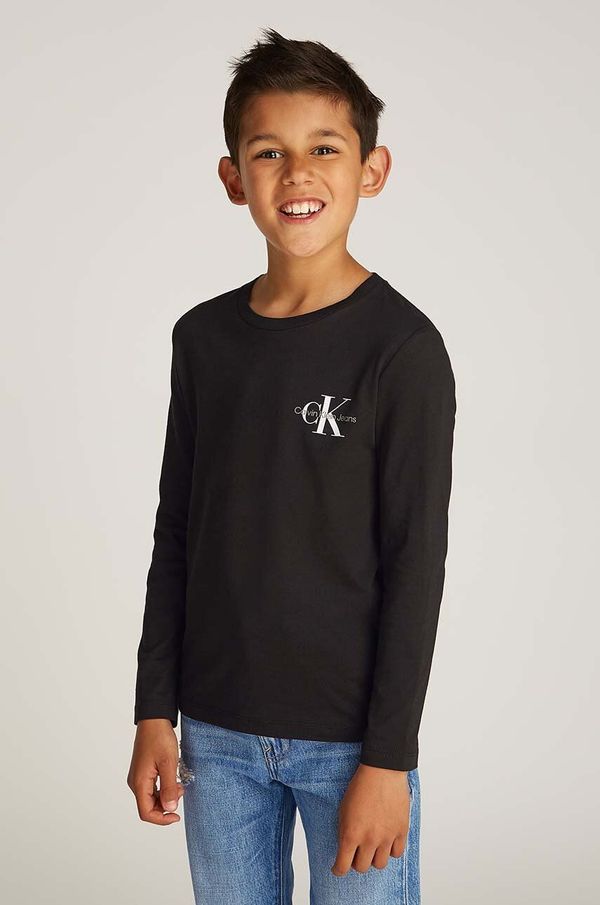 Calvin Klein Jeans Dječja majica dugih rukava Calvin Klein Jeans boja: crna, s tiskom, IU0IU00677