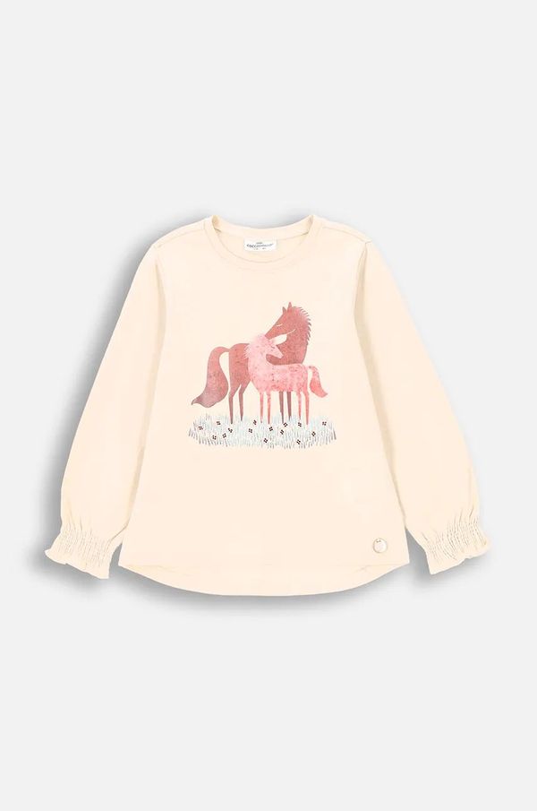 Coccodrillo Dječja majica dugih rukava Coccodrillo boja: bež, RODEO GIRL KIDS
