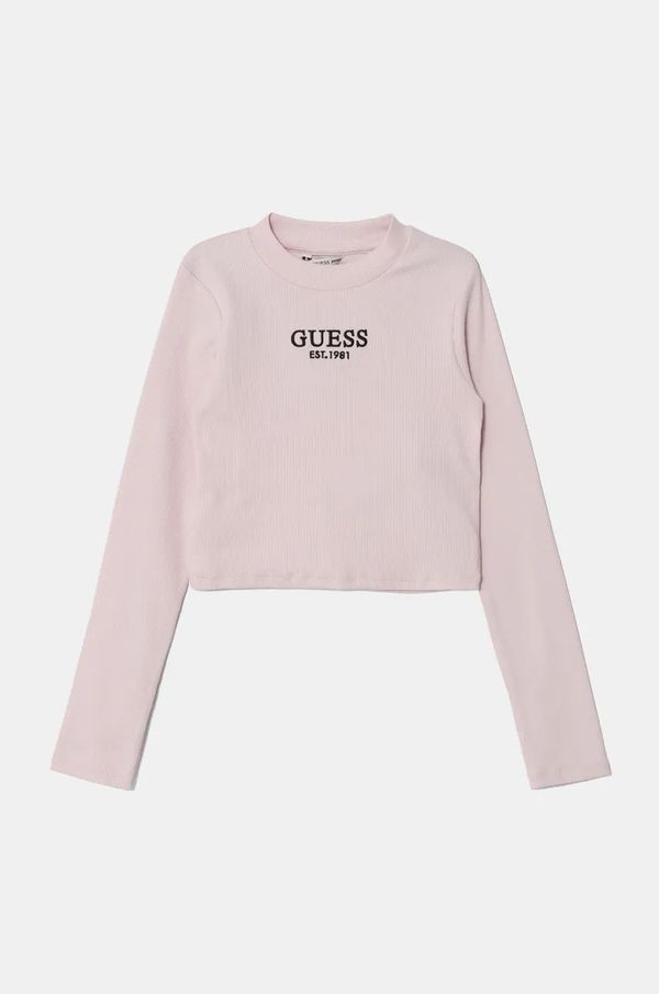 Guess Dječja majica dugih rukava Guess boja: ružičasta, J4YI49 KBZP4