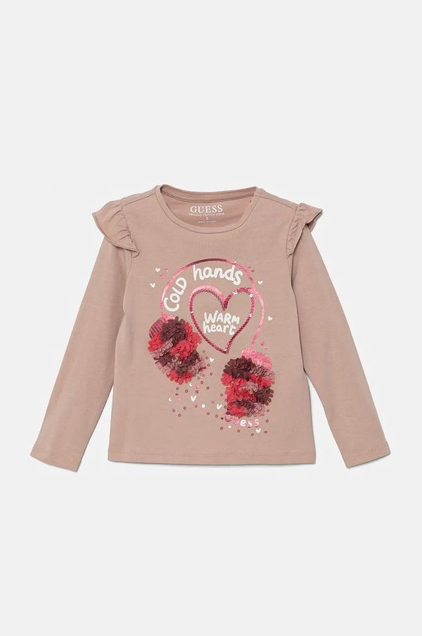 Guess Dječja majica dugih rukava Guess boja: ružičasta, K4BI09 J1314