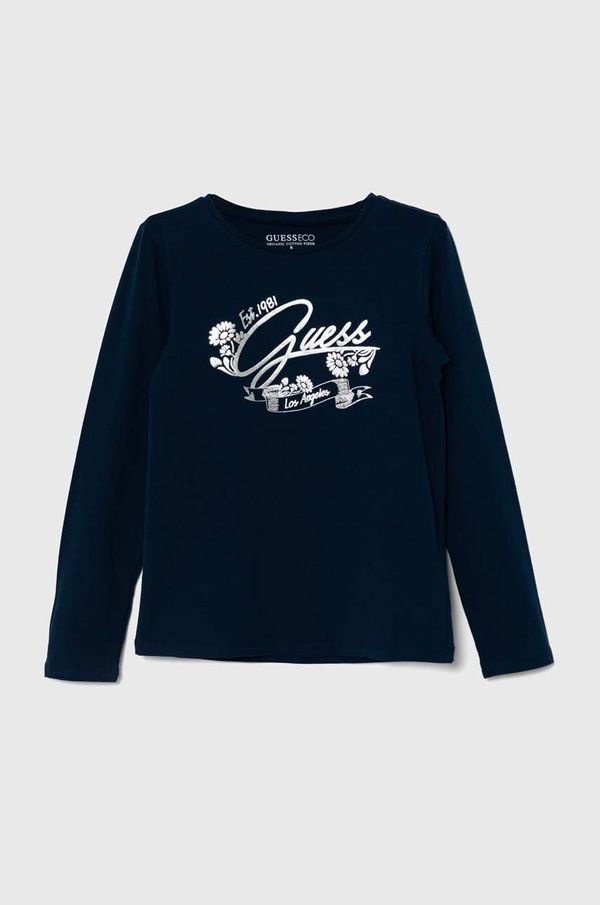 Guess Dječja majica dugih rukava Guess boja: tamno plava, J4YI36 K6YW4