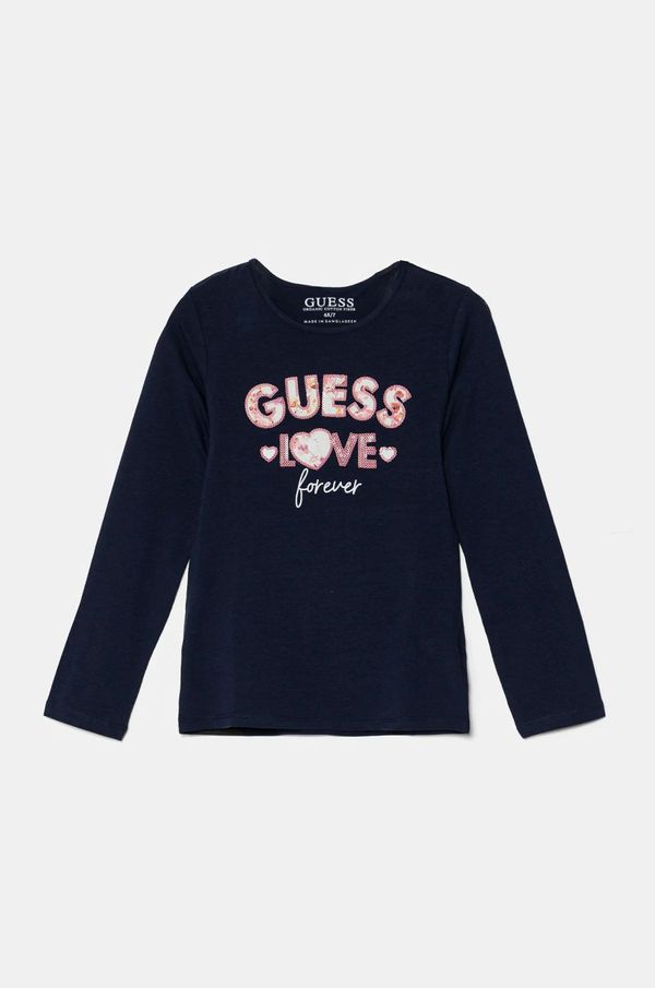 Guess Dječja majica dugih rukava Guess boja: tamno plava, K4BI16 J1314