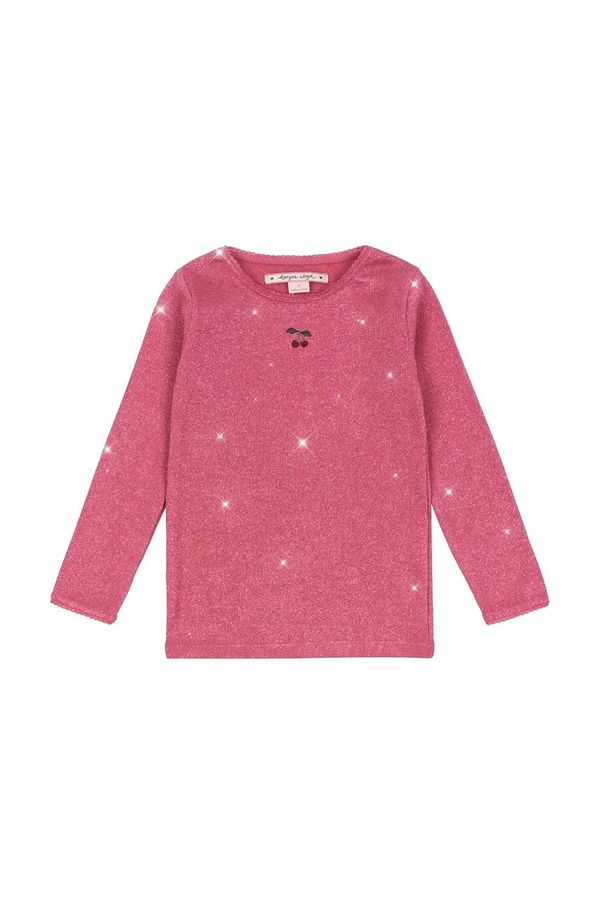 Konges Sløjd Dječja majica dugih rukava Konges Sløjd ROLI BLOUSE boja: ružičasta, KS101653