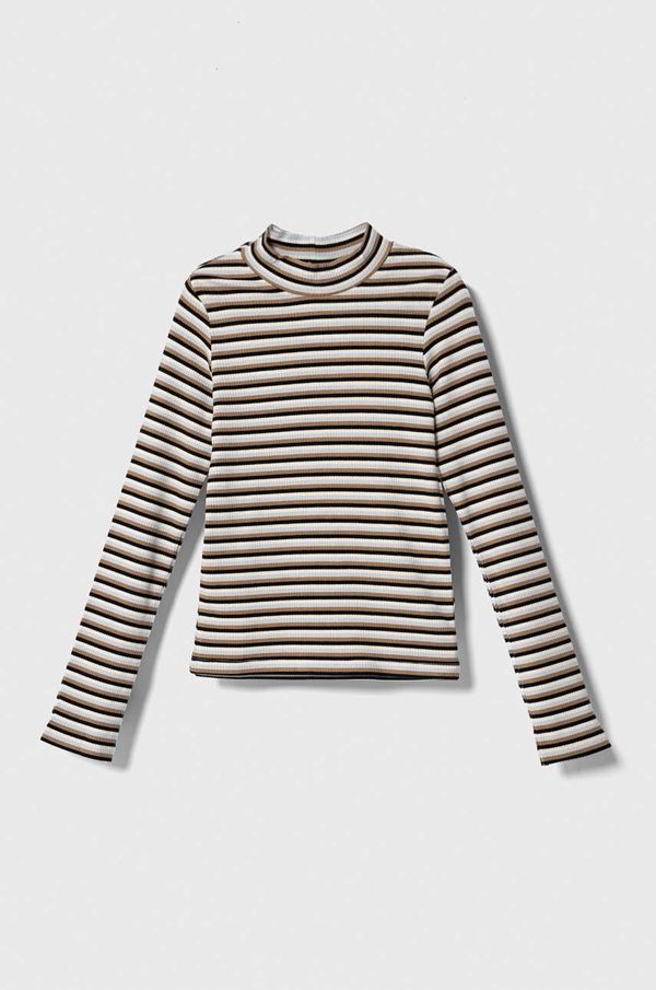 United Colors of Benetton Dječja majica dugih rukava United Colors of Benetton boja: bež, s poludolčevitom