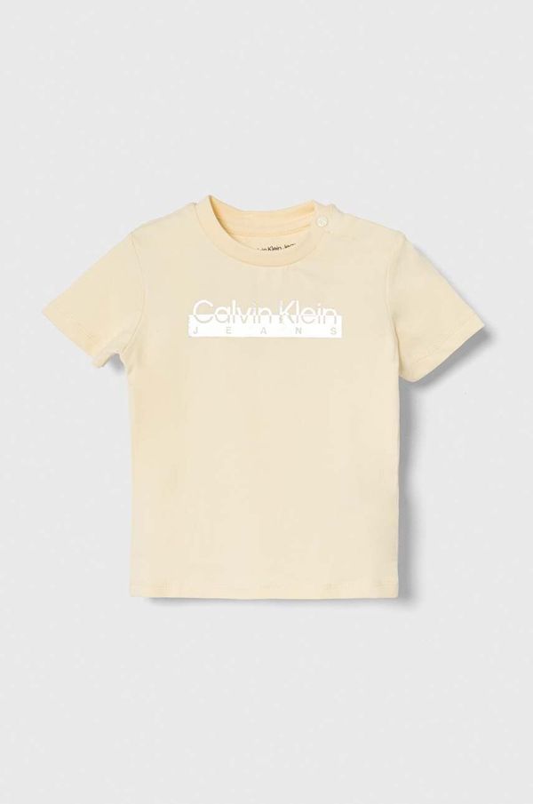 Calvin Klein Jeans Dječja majica kratkih rukava Calvin Klein Jeans boja: bež, s tiskom